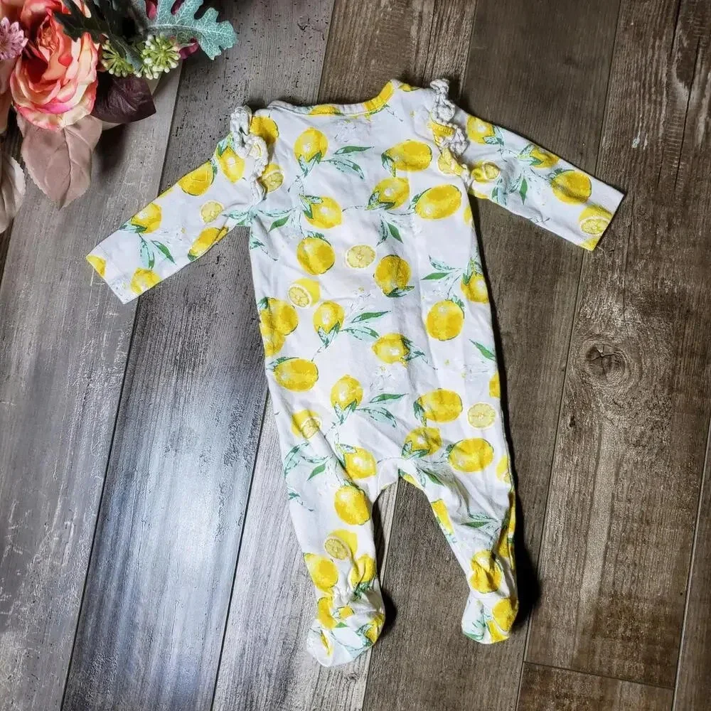 Jessica Simpson Baby Girl Lemon Footed Sleeper Pajamas Size 0/3M